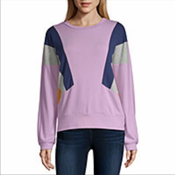 Arizona Jean Company Sweaters - Arizona Jean Co Violet Colorblock Crewneck Sweater
